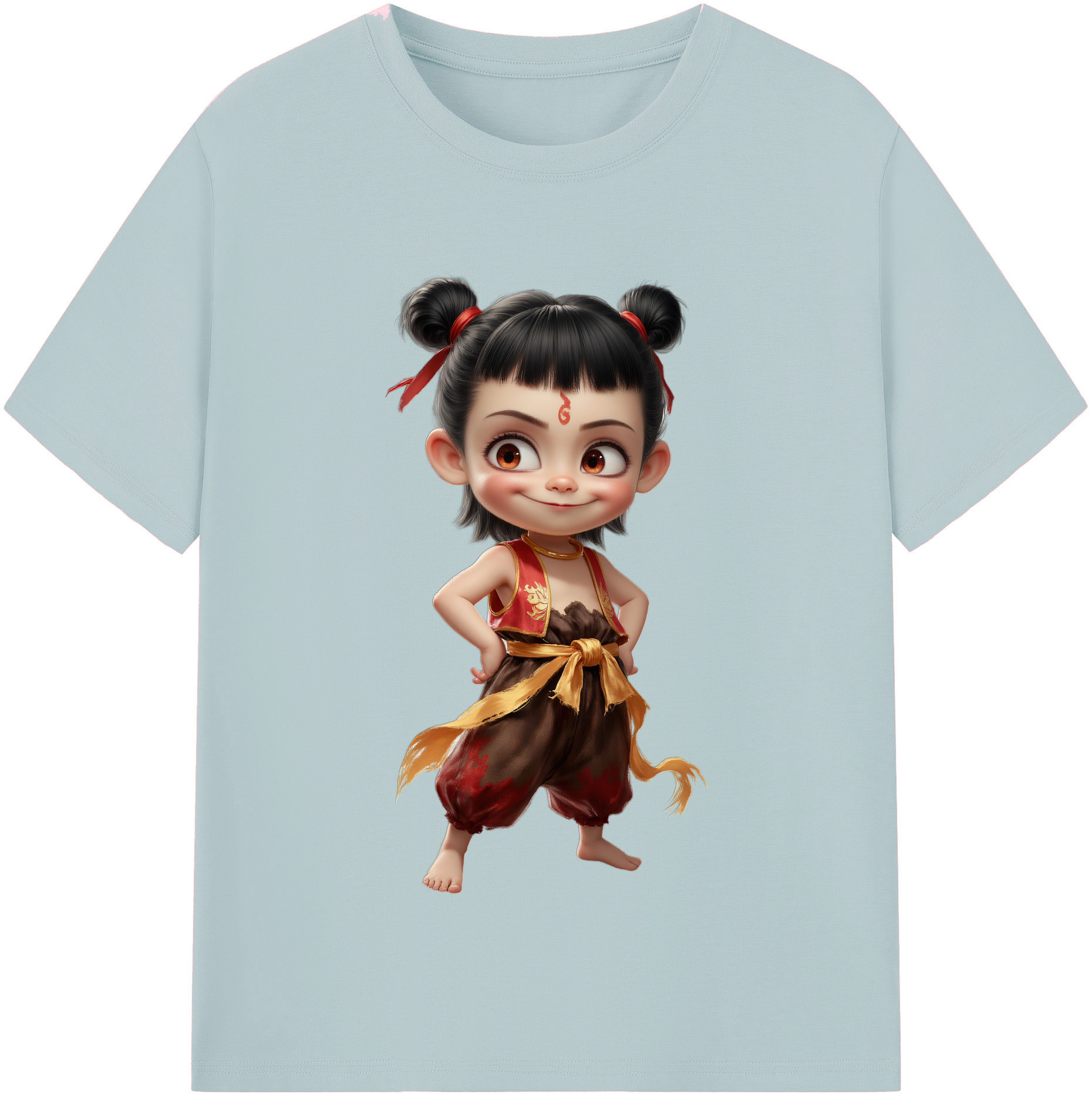 （画像用） Ne Zha 2 ナタ 魔童の大暴れ 綿100％半袖Tシャツ（フロントプリント）